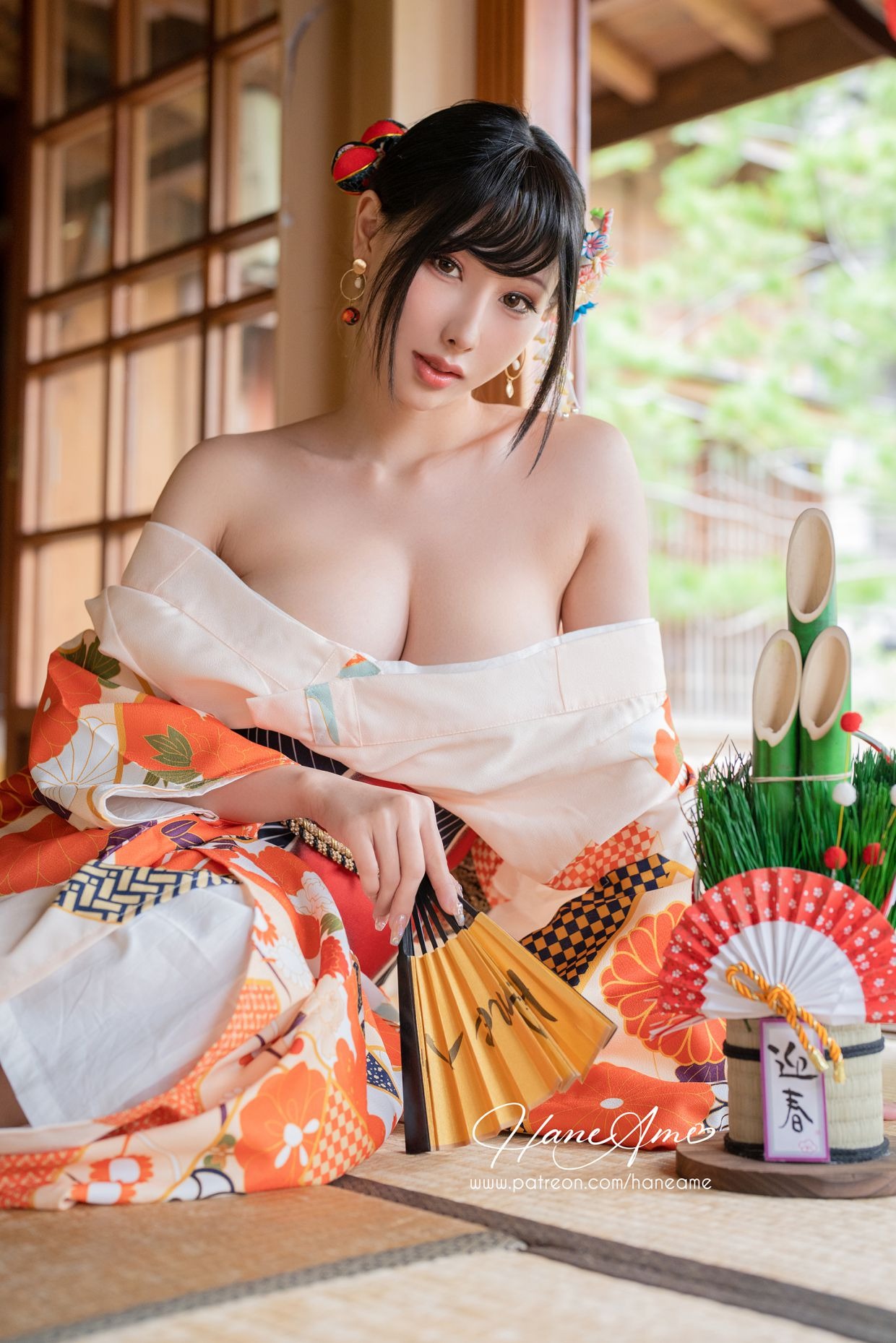 HaneAme 雨波 — Flower Print Kimono Girl(19)