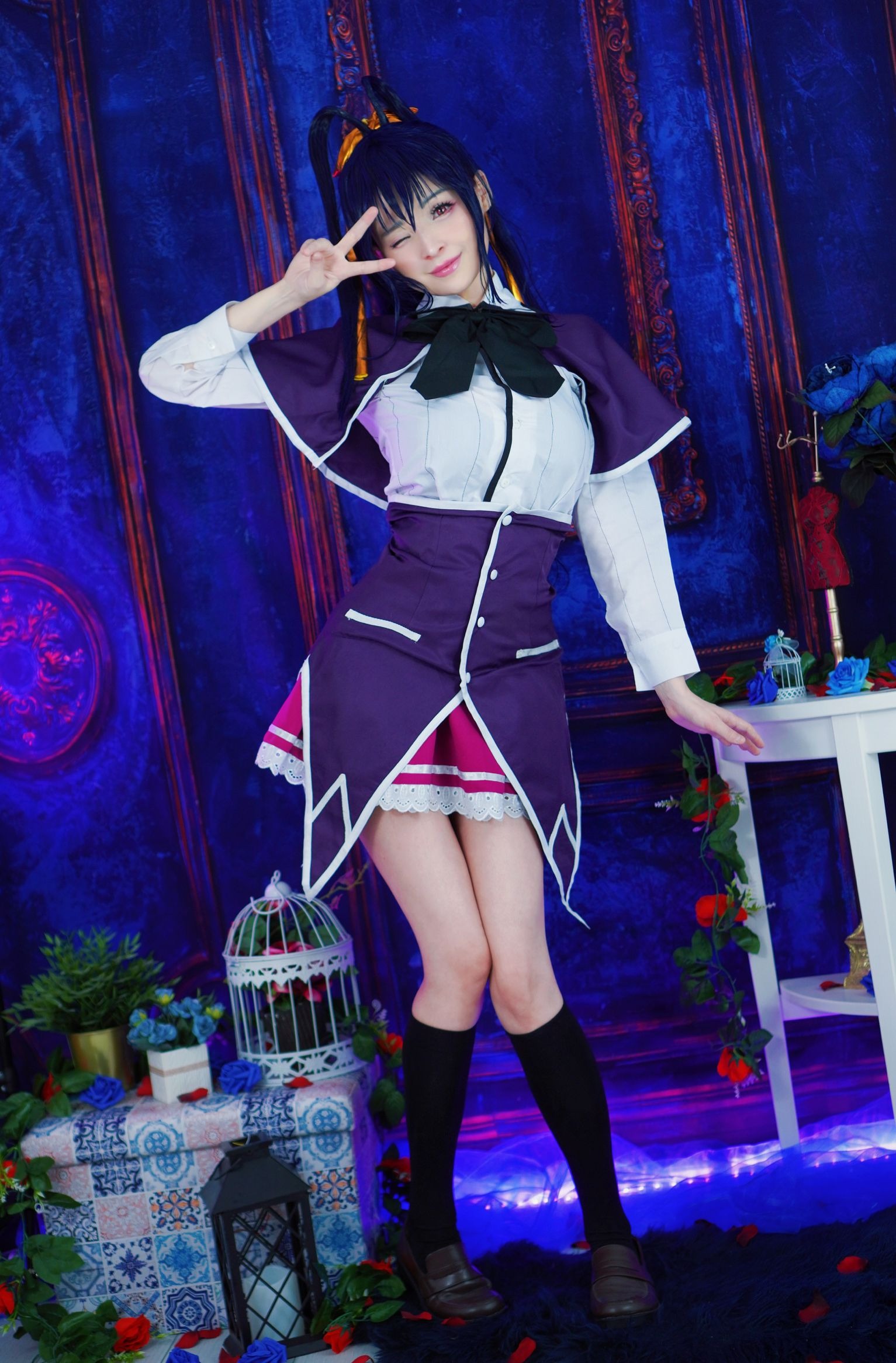 Hidori Rose - Akeno Himejima black devil bikini uniform cosplay(7)