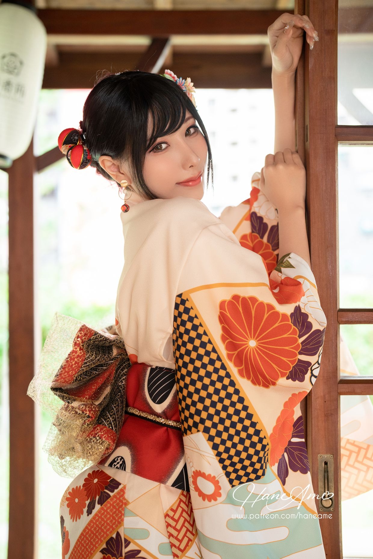 HaneAme 雨波 — Flower Print Kimono Girl(9)