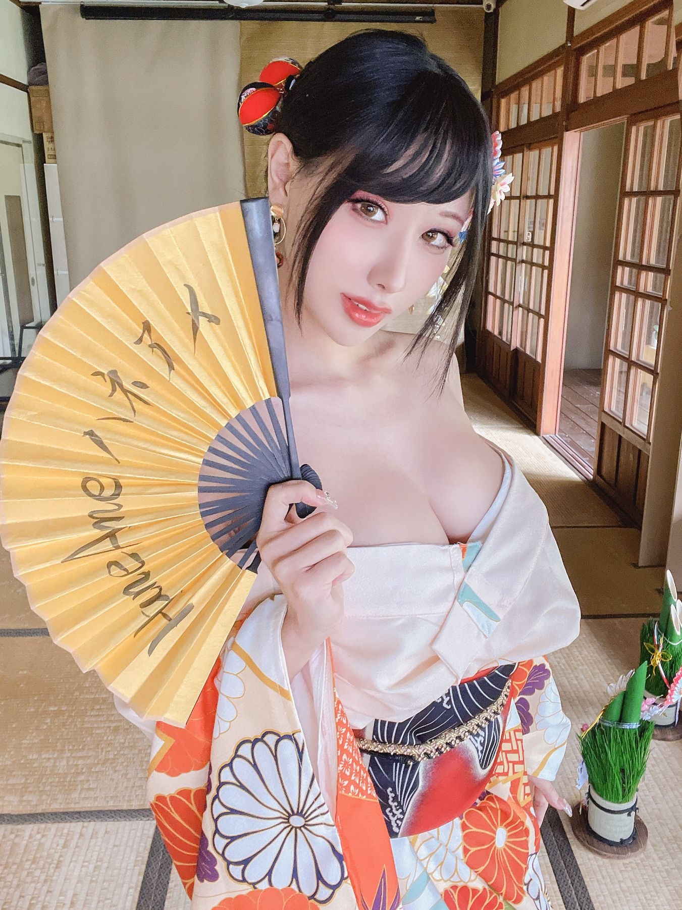 HaneAme 雨波 — Flower Print Kimono Girl(36)